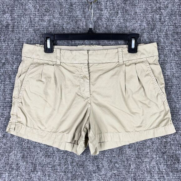 J CRew Shorts Womens 6 Beige Safari Classic Chino Casual Bottoms Zip Pockets - Picture 1 of 9
